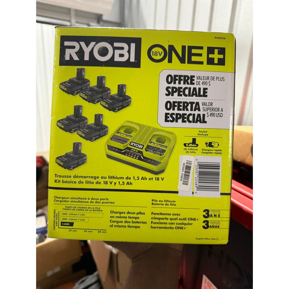 Ryobi ONE+ 18V Battery Kit 6 Pack + Dual Charger Lithium Starter Set - Picture 2 of 8